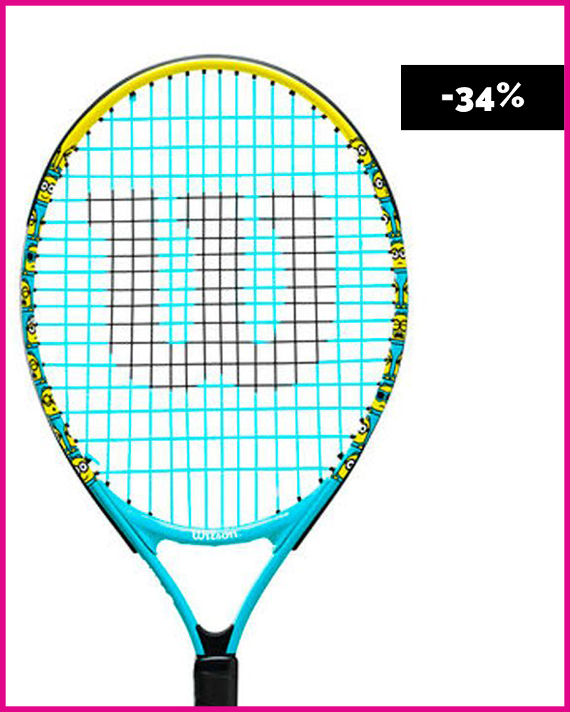 Raqueta de tenis Minions perfecta para los más pequeños por sus colores azul y amarillo y dibujos de los minions.